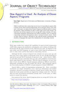 Vol. 9, No. 1, January–February[removed]How AspectJ is Used: An Analysis of Eleven