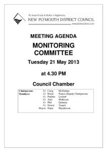MEETING AGENDA  MONITORING COMMITTEE Tuesday 21 May 2013 at 4.30 PM