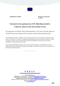 EUROPEA4 U4IO4  Brussels, 24 July 2013 A[removed]Statement by the spokesperson of EU High Representative