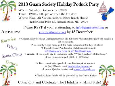 Gift / Carabao / Santa Claus / RSVP / Party / Folklore / Culture / Cultural anthropology / Guam / Micronesia / Email