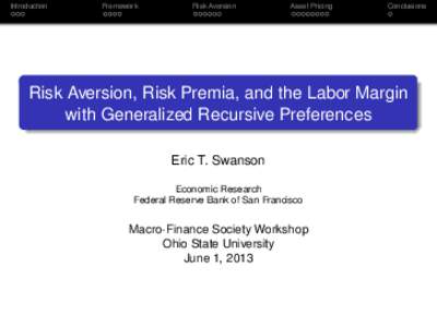 Introduction  Framework Risk Aversion