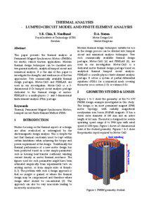 THERMAL ANALYSIS - LUMPED-CIRCUIT MODEL AND FINITE ELEMENT ANALYSIS Y.K. Chin, E. Nordlund