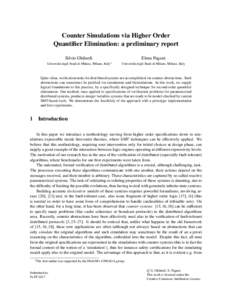 Counter Simulations via Higher Order Quantifier Elimination: a preliminary report Silvio Ghilardi Elena Pagani