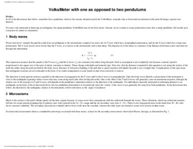 VolksMeter with one as opposed to two pendulums