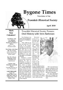 Bygone Times Newsletter of the Troutdale Historical Society April 2010