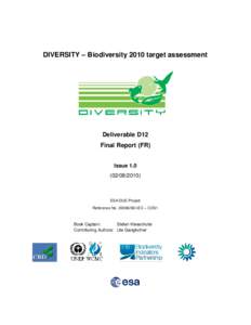 DIVERSITY – Biodiversity 2010 target assessment  Deliverable D12 Final Report (FR) Issue)