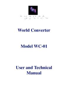 World Converter  Model WC-01 User and Technical Manual