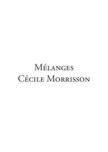 Mélanges Cécile Morrisson