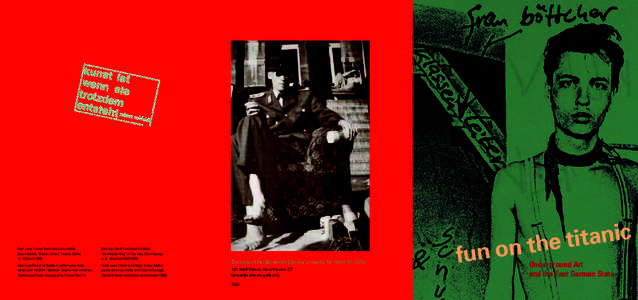 Front cover: Excerpt from Frank Lanzendörfer (flanzendörfer), “Gudrun, ich bin,” Bizarre Städte, no. 4 (March[removed]Back flap: Motif from Robert Rehfeldt, “Bitterfelder Weg,” in Tina Bara, Oskar Manigk,