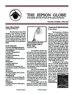 THE JEPSON GLOBE A Newsletter from the Friends of The Jepson Herbarium VOLUME 16 NUMBER 1 APRIL 2005