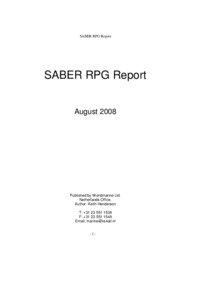 SABER RPG Report  SABER RPG Report