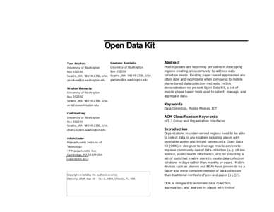    Open Data Kit Yaw Anokwa   Gaetano Borriello 