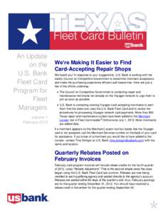 An Update on the U.S. Bank Fleet Card Program for Fleet