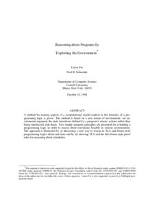 Reasoning about Programs by Exploiting the Environment* Limor Fix Fred B. Schneider Department of Computer Science