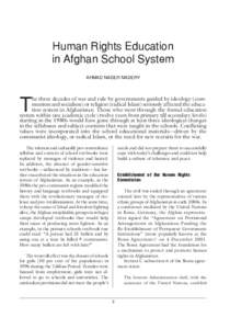    Human Rights Education in Afghan School System