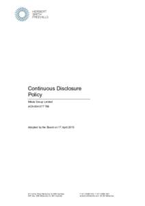 Continuous Disclosure Policy Mitula Group Limited ACNAdopted by the Board on 17 April 2015