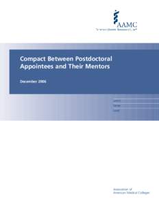 Compact Between Postdoctoral Appointees and Their Mentors December 2006 Learn Serve