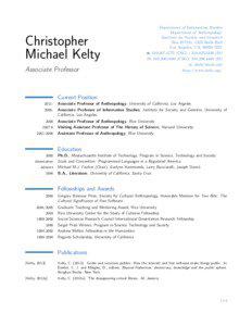 Christopher Michael Kelty Associate Professor