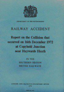 DEPARTMENT OF THE ENVIRONMENT  RAILWAY ACCIDENT