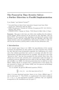 The Parareal in Time Iterative Solver: a Further Direction to Parallel Implementation Yvon Maday1 and Gabriel Turinici2,