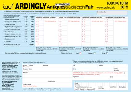 ardingly  Booking Form Antiques&CollectorsFair www.iacf.co.uk 2015 INTERNATIONAL