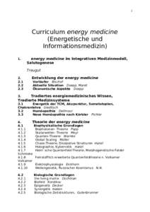 1  Curriculum energy medicine (Energetische und Informationsmedizin) 1.