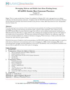 M3AAWG Sender Best Common Practices, Version 3, Updated February 2015