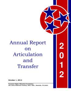 Annual Report on Articulation and Transfer October 1, 2012