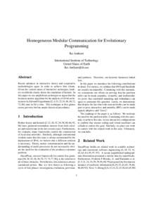 Homogeneous Modular Communication for Evolutionary Programming Ike Antkare International Institute of Technology United Slates of Earth 