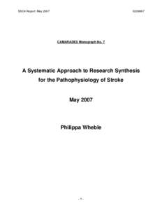 A Systematic Approach to Research Synthesis for the Pathophysiology of Stroke
