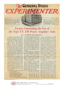Factors Concerning the Use of the Type UX 250 Power Amplifier Tube - GenRad Experimenter March 1928