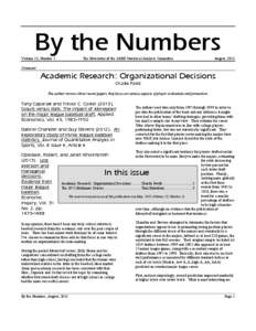 By the Numbers Volume 23, Number 1 The Newsletter of the SABR Statistical Analysis Committee  August, 2013
