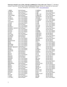 Surnames found in two of five churches published in Church Records Volume 1, a CD-Rom released 14 July 2012; © St. Clair County Genealogical Society, PO Box 431, Belleville, ILFor more information, visit th