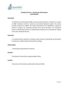   Analytical	
  Services	
  –	
  Monitoring	
  and	
  Evaluation	
   (OESC02AS02)	
     Description	
   	
  