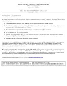 DOGAMI – MINERAL LAND REGULATION and RECLAMATION 229 BROADALBIN STREET SW ALBANY, OROPERATING PERMIT AMENDMENT APPLICATION Under ORS