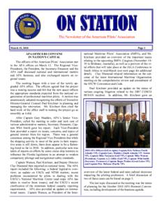 ON STATION The Newsletter of the American Pilots’ Association March 15, 2010 APA OFFICERS CONVENE IN NATION’S CAPITAL