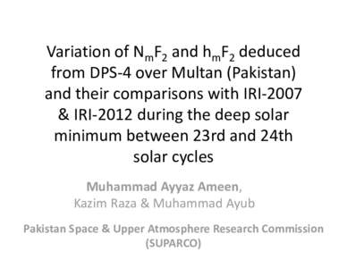 Space research / Committee on Space Research / Multan / Ionosphere