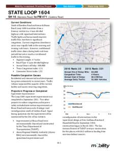 Mobility Investment Priorities Project  San Antonio State Loop 1604