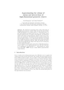 Approximating the volume of unions and intersections of high-dimensional geometric objects Karl Bringmann1 and Tobias Friedrich2,3 1
