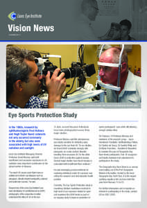 Vision News AUTUMN 2013 DR CLAIRTON DE SOUSA TAKES NIGEL CHESTERFIELD–EVANS’ UVAF PHOTO AT GEOGRAPHE BAY REGATTA WEEK.  Eye Sports Protection Study