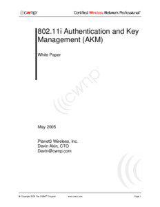 802.11i Authentication and Key Management (AKM) White Paper