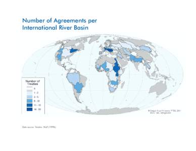 Number of Agreements per International River Basin Data source: Treaties- Wolf (1999b).  