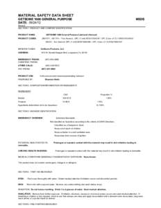 MATERIAL SAFETY DATA SHEET GETSOME 1000 GENERAL PURPOSE DATE:  ​MSDS