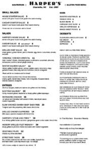 SOUTHPARK |  | GLUTEN FREE MENU Charlotte, NC  Est. 1987