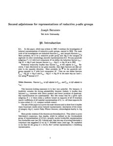 Se
ond adjointness for representations of redu
tive  p-adi
 groups Joseph Bernstein
