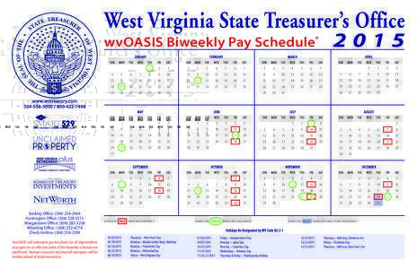 West Virginia State Treasurer’s Office wvOASIS Biweekly Pay Schedule JANUARY SUN  MON