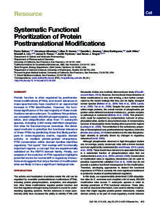 Resource  Systematic Functional Prioritization of Protein Posttranslational Modifications Pedro Beltrao,1,3,* Ve´ronique Albane`se,4 Lillian R. Kenner,1,3 Danielle L. Swaney,5 Alma Burlingame,2,3 Judit Ville´n,5