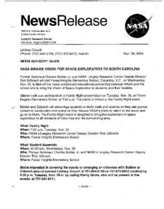 NewsRelease National Aeronautiqs and Space Administration Langley Research Center Hampton, Virginia[removed]