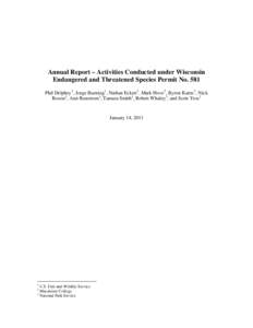 Annual Reintroduction Report for Winged Mapleleaf (Quadrula fragosa) – Minnesota/Wisconsin
