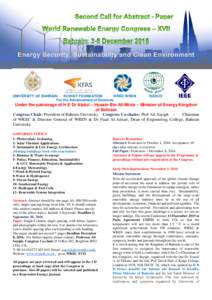 UNIVERSITY OF BAHRAIN KUWAIT FOUNDATION WREC/WREN For the Advancement of Sciences  ISESCO